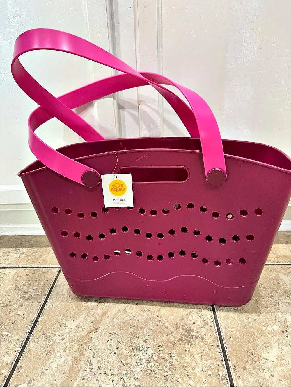 Sun Squad Summer Tote in Pink & Burgundy NWT